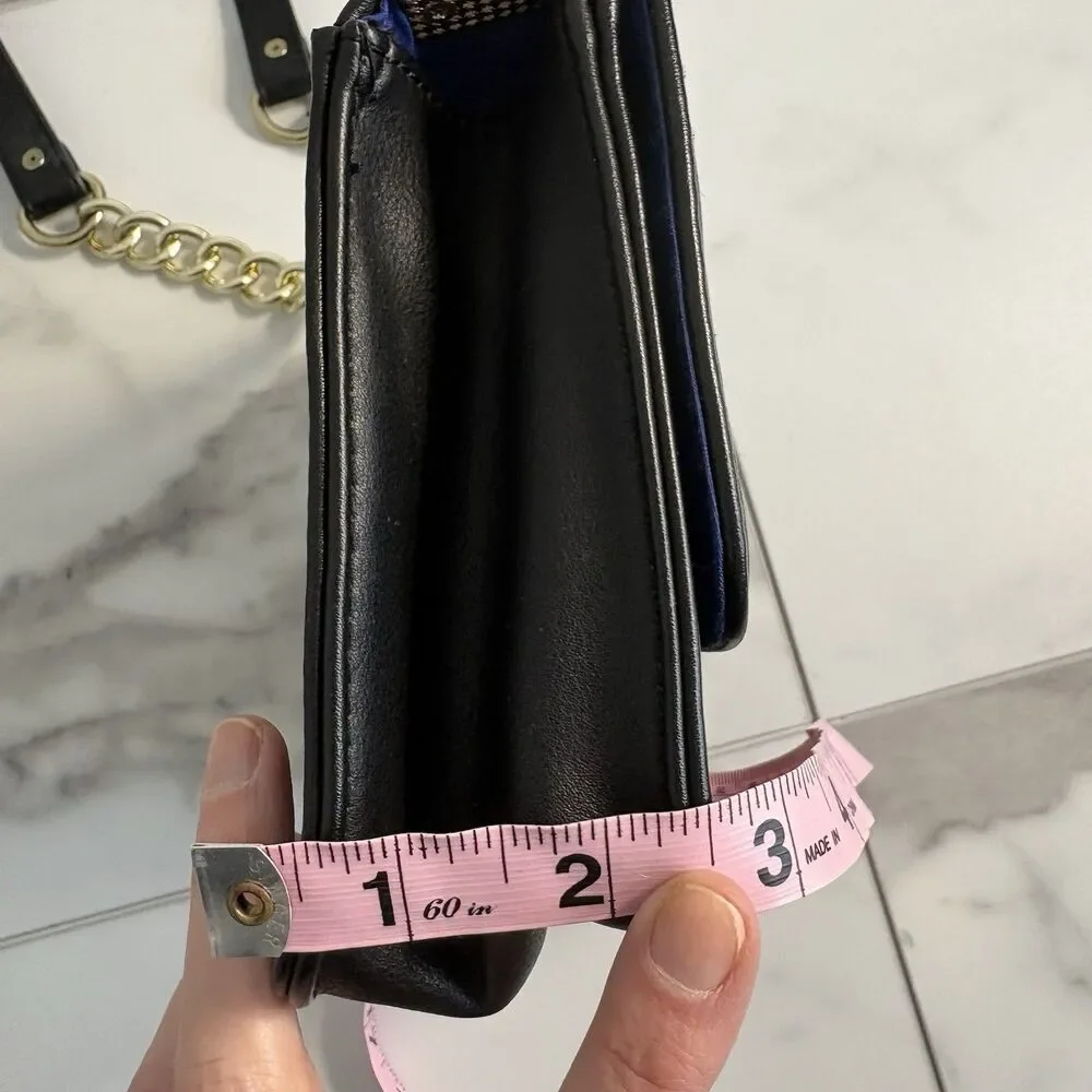 Christian LaCroix Galaxie Quilted Black Crossbody With Gold Toned Strap